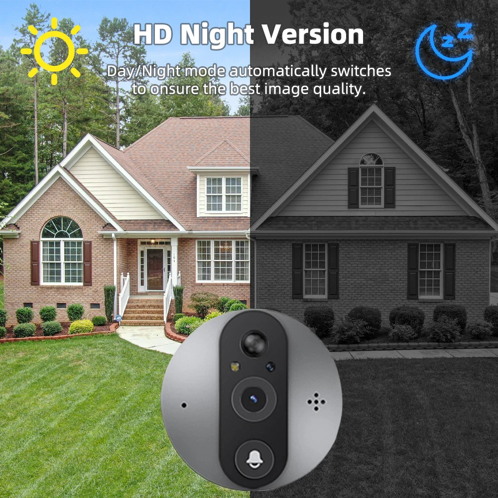 Rilevatore porta digitale 1080P 2.4G WiFi Nascosto elettronico Cat's Eye Visione notturna Telecamera visiva per casa e esterno da 4,3 pollici IPS LCD