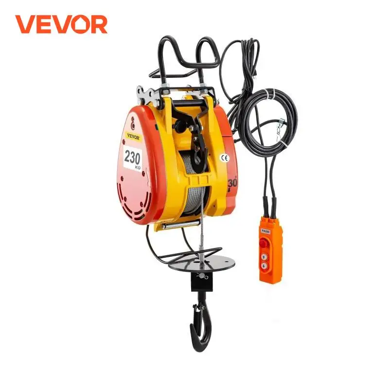 VEVOR 230Kg/507LBS Electric Hoist Crane with 30M Rope Wire and Wired Remote Control Portable Lift Winch Remote Control Auto Lift