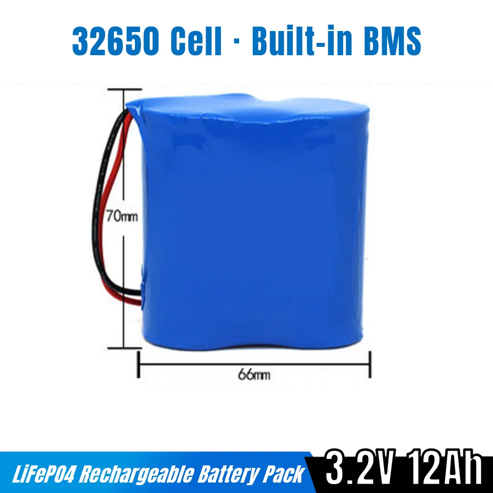 3.2V 12Ah LiFePO4 Battery Pack Battery Pack Built-in BMS 32650 Cell Lithium Iron Phosphate for Solar light street light