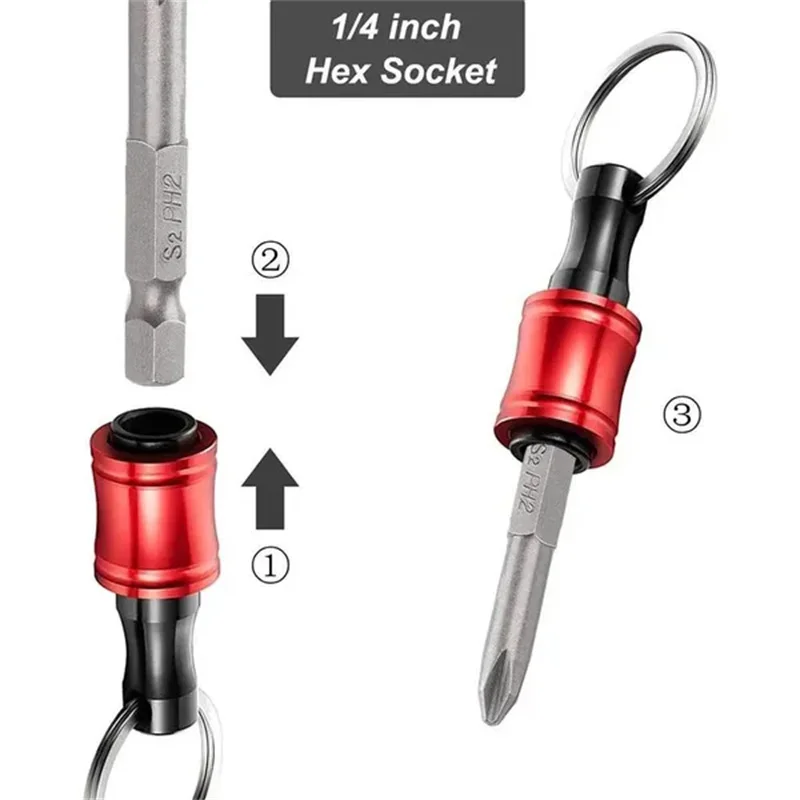 6 Stks/set 1/4 "Zeskant Schroevendraaier Bit Houder Verlengstang Sleutelhanger Adapter Snel Veranderen Draagbare Handboor Houder