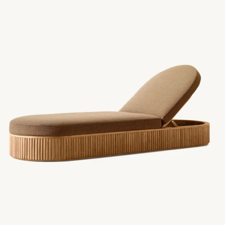 OEM Outdoor Swimming Pool Sun Bed Solid Teak Outdoor Outdoor Furniture Sunbed