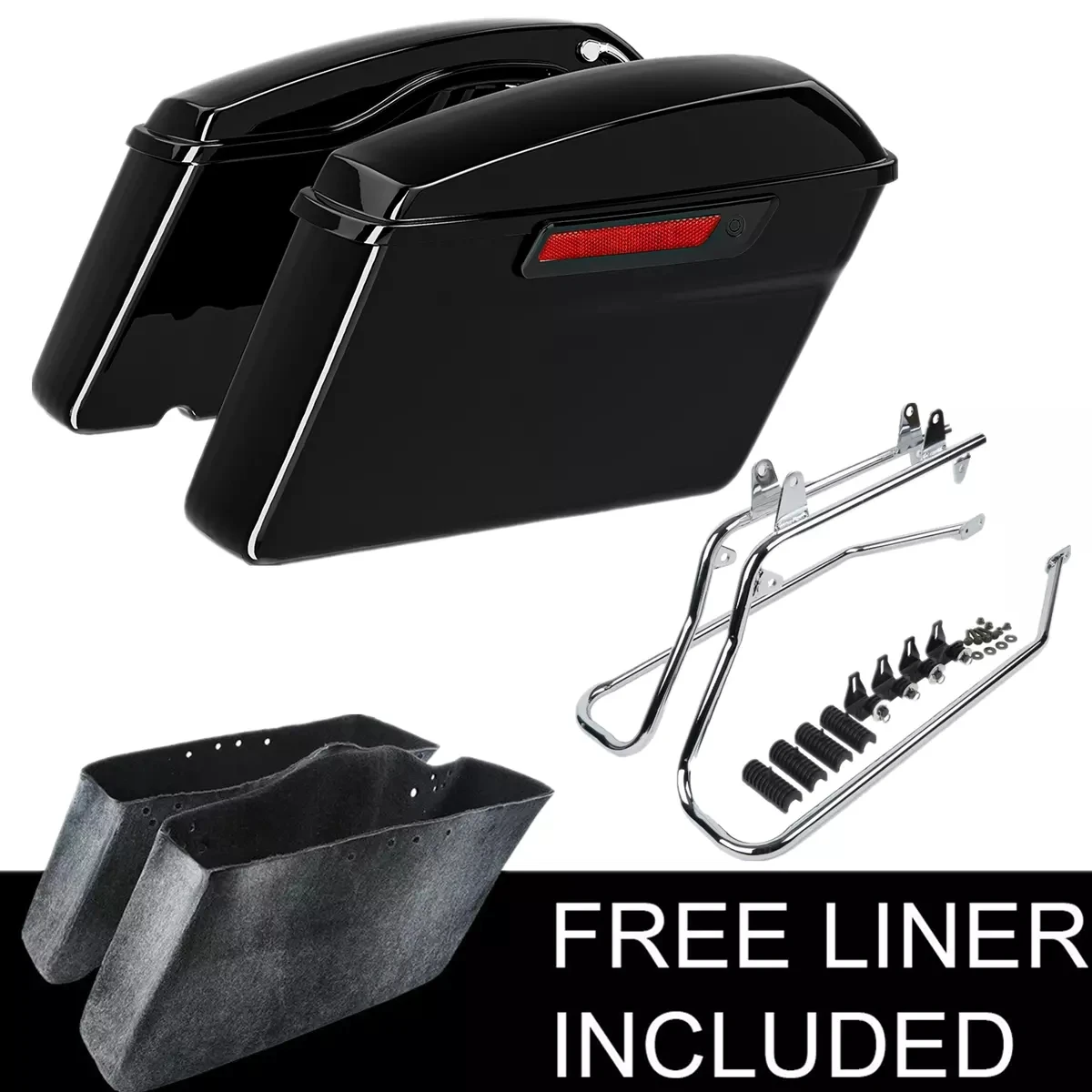 Hard Saddlebags Saddle Bags W/Conversion Brackets Fit For Harley Softail Fatboy FLST Motorcycle