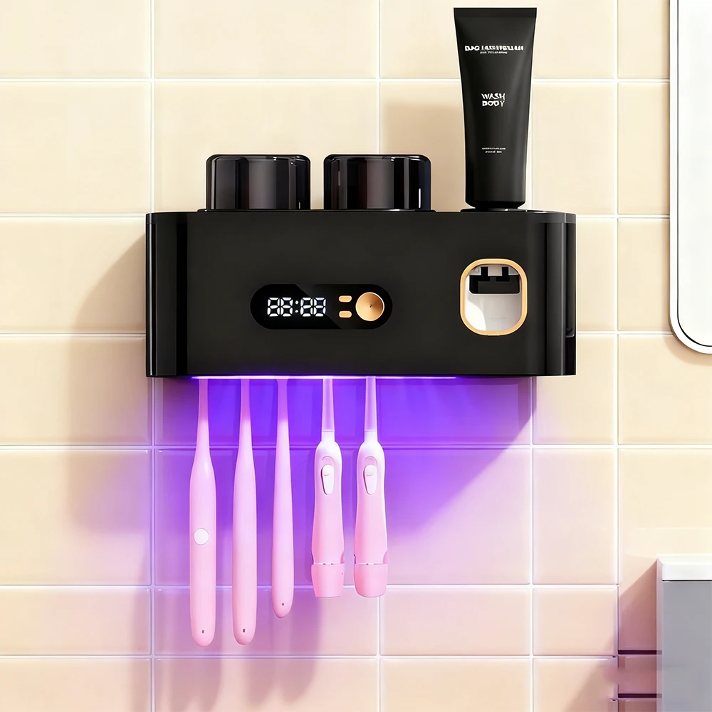 Wireless UV Toothbrush Disinfector Non Perforated Electric Toothbrush Dryer Holder Wall Rechargeable UV Toothbrush Sterilizer