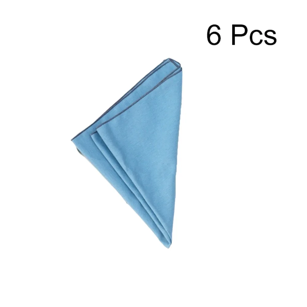 

6PCS Durable Solid Color Cotton Linen Napkin Square Sewn Edged Cloth Napkin Washable Tea Towel Party