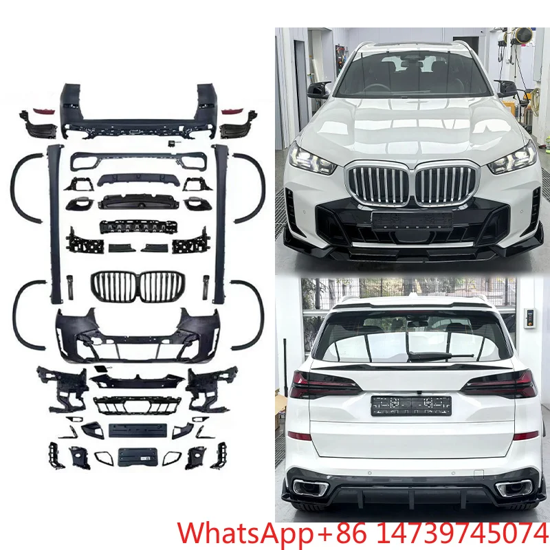 2023 New M-TECH Style Body Kit For X5 G05 Bolt-On Front Rear Bumper Lip Side Skirt Wheel Arch Grille With Fog LightCar Parts Bod