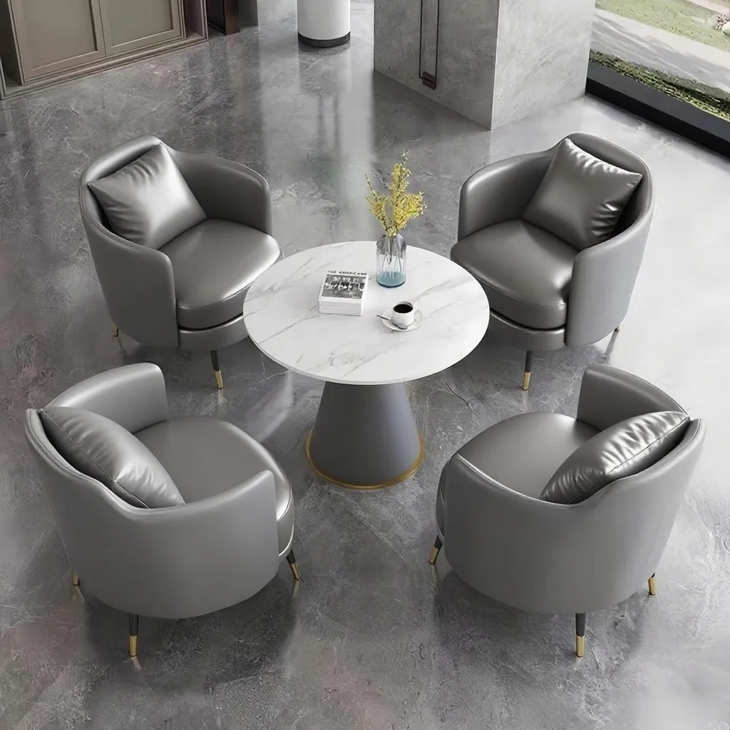 

Simple Light Luxury Single Sofa Coffee Table Combination, Leisure Hotel Reception and Sales Office To Negotiate Tables