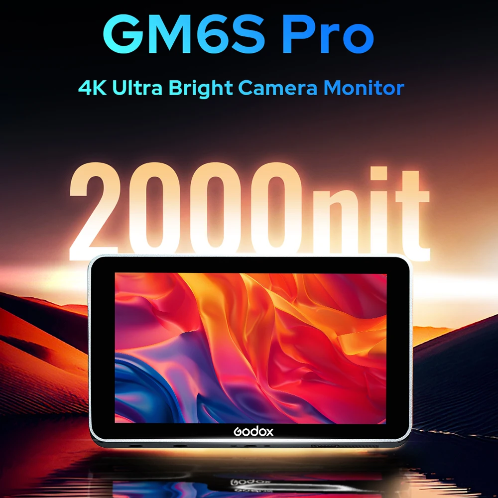 Godox GM6S Pro 5.5 Inch IPS 4K Ultra Bright Camera Monitor 3D LUT HDMI FHD 1920x1080 Touchscreen Metal DSLR Video Field Monitor