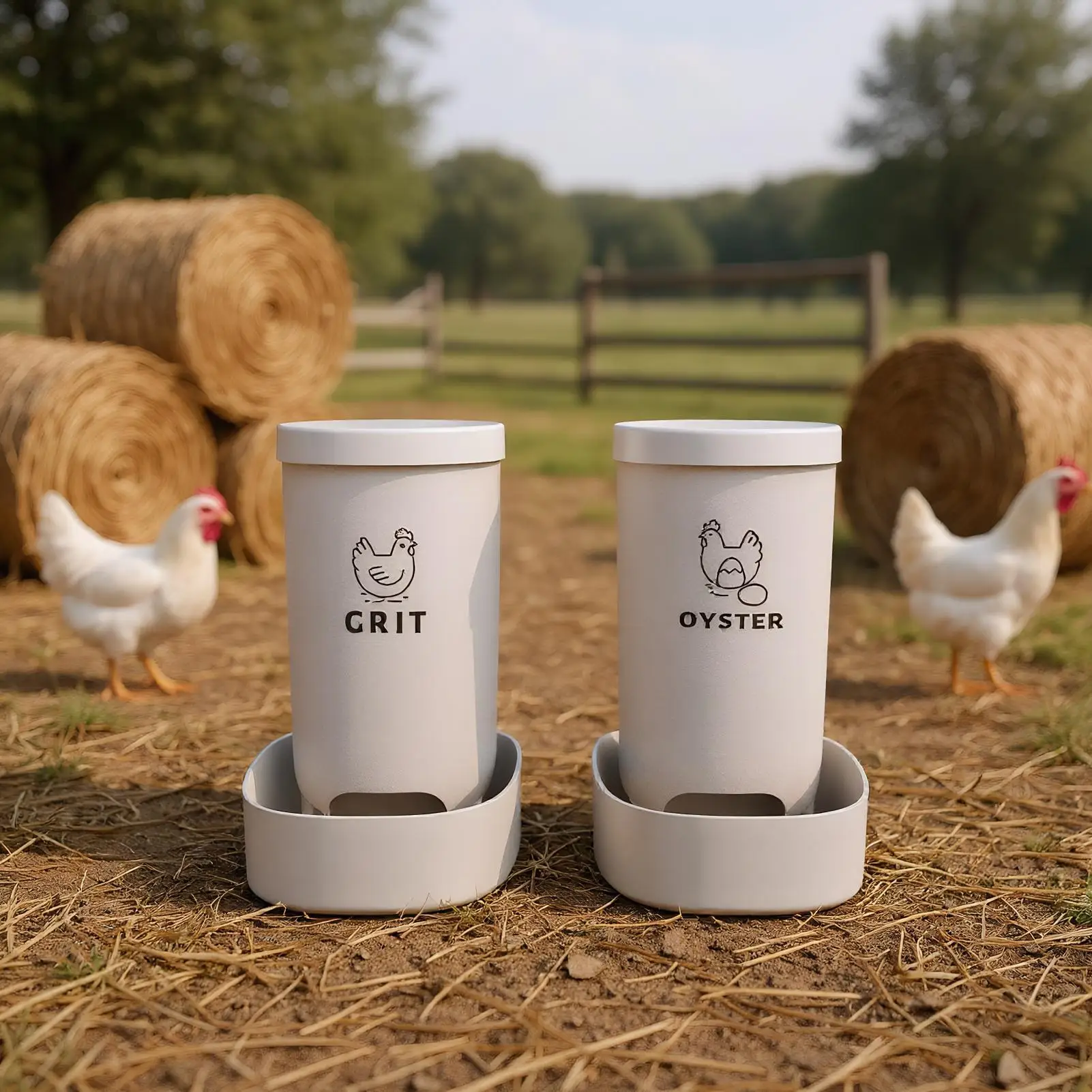 

Chicken Coop Feeder 2-Piece Automatic Chicken Food Dispenser Duck Feeder Spill-Proof Food Dispenser Feeding Box For Farmhouse