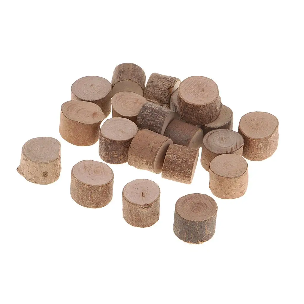 30Pcs Mixed Natural Wooden Blocks Craft Wooden diy Handmade Wood Blocks