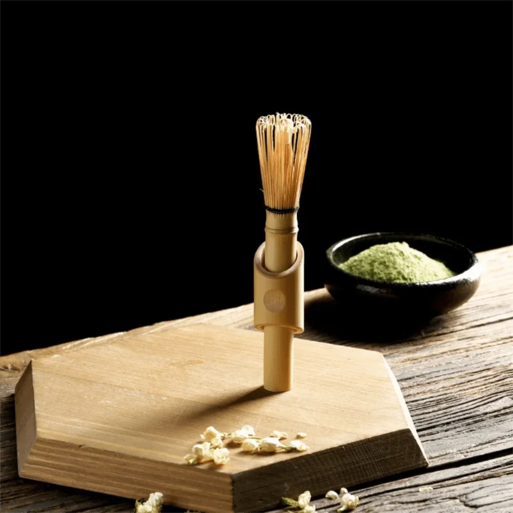 Japanese Style Matcha Whisk with Long Handle Stirring Brush Handmade Handcurled Bamboo Tea Whisk Traditional Portable