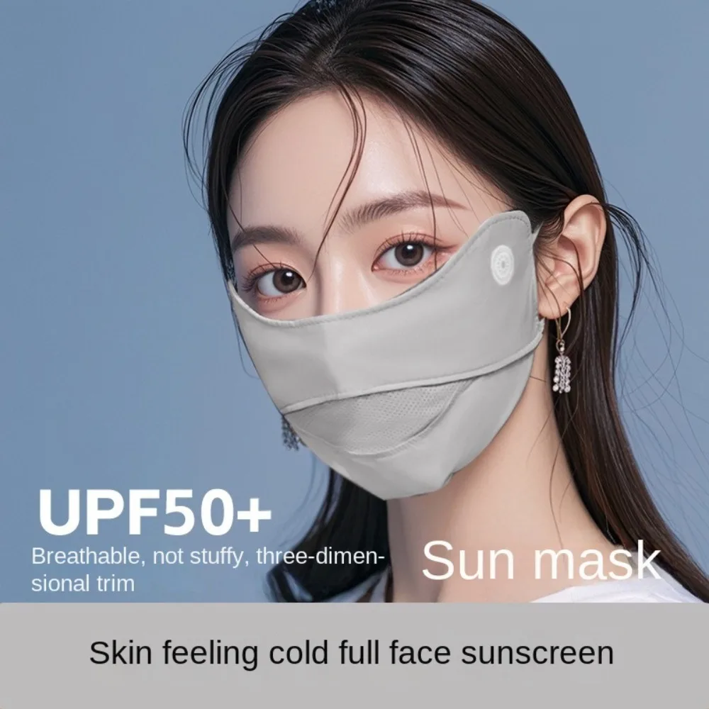 Women Men Sunscreen Face Mask Summer Anti-uv UPF50+ Ice Silk Face Cover Dustproof Riding Hiking Mask Breathable Face Veil Scarf