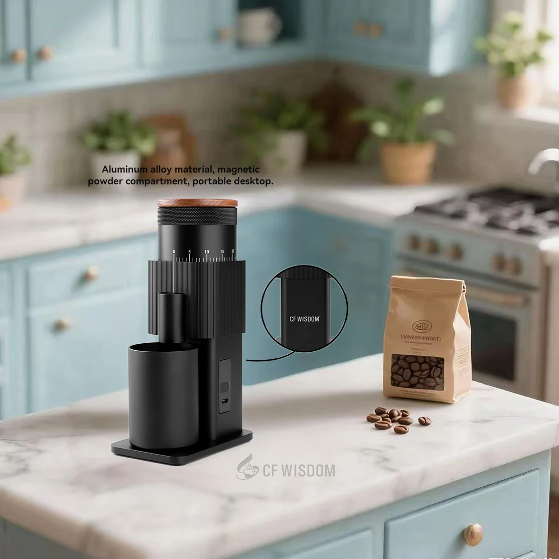 

CF WISDOM обновленная версия, горячая распродажа, высококачественная регулируемая портативная электрическая шлифовальная машина для фасоли, портативная для дома и кемпинга, 1800 мАч