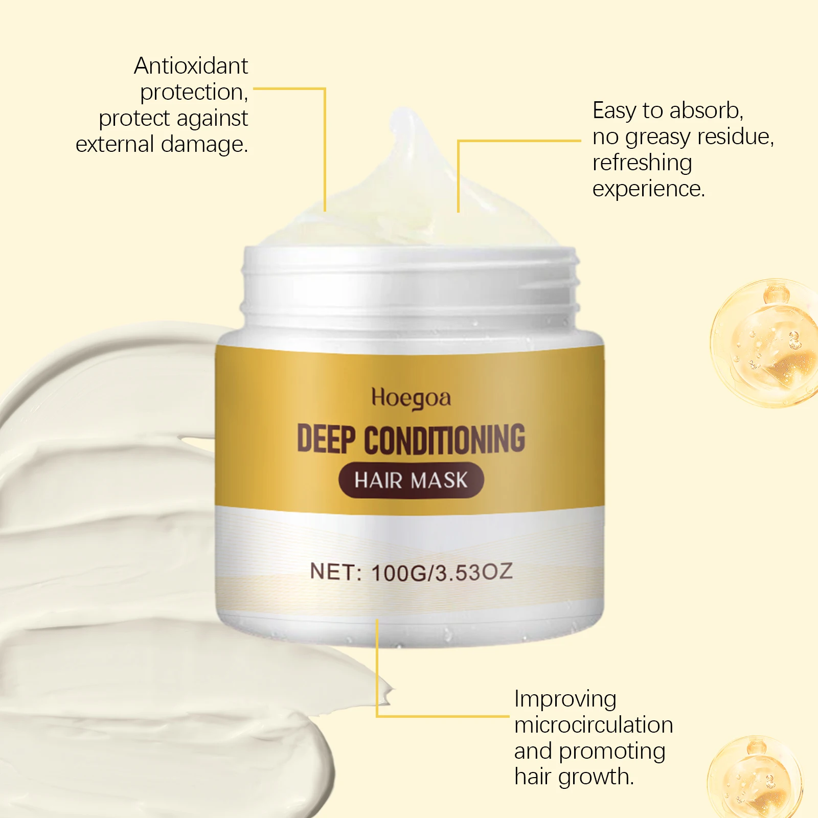 HOEGOA 100g Deep Conditioning Hair Mask Nourishing Strengthening Hair Smooth Luster Intensive Hydration Nourishing Hair Mask