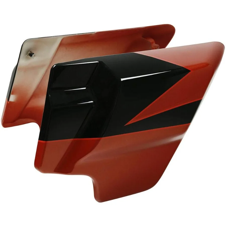 أغطية جانبية سوداء من Sunburst Orange Starfire لـ Harley Touring Road Street Electra Glide FLTR FLTRSE FLTRK FLTRX FLHX FLHXSE FLH