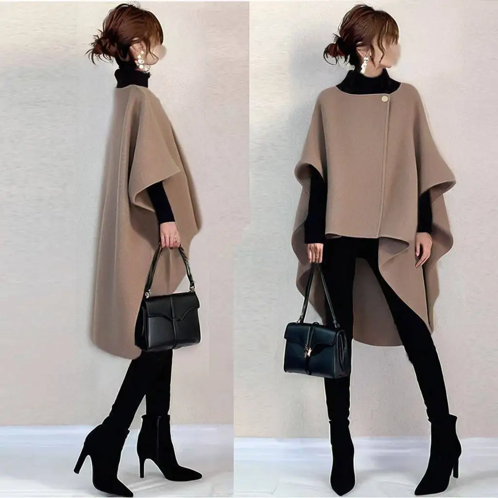 Abrigo de lana holgado para mujer, diseño irregular, sensación de primavera 2025, estilo nuevo para principios de primavera, ...