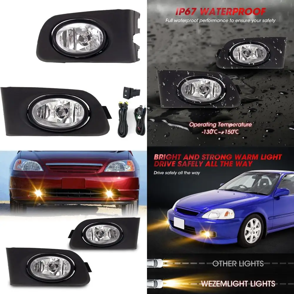 

HONDA Civic 2/4DR 2001-2003 Противотуманные фары с переключателем и комплектом проводов, OEM 08V31S5D1M101, 08V31S5D1M102 (прозрачные)