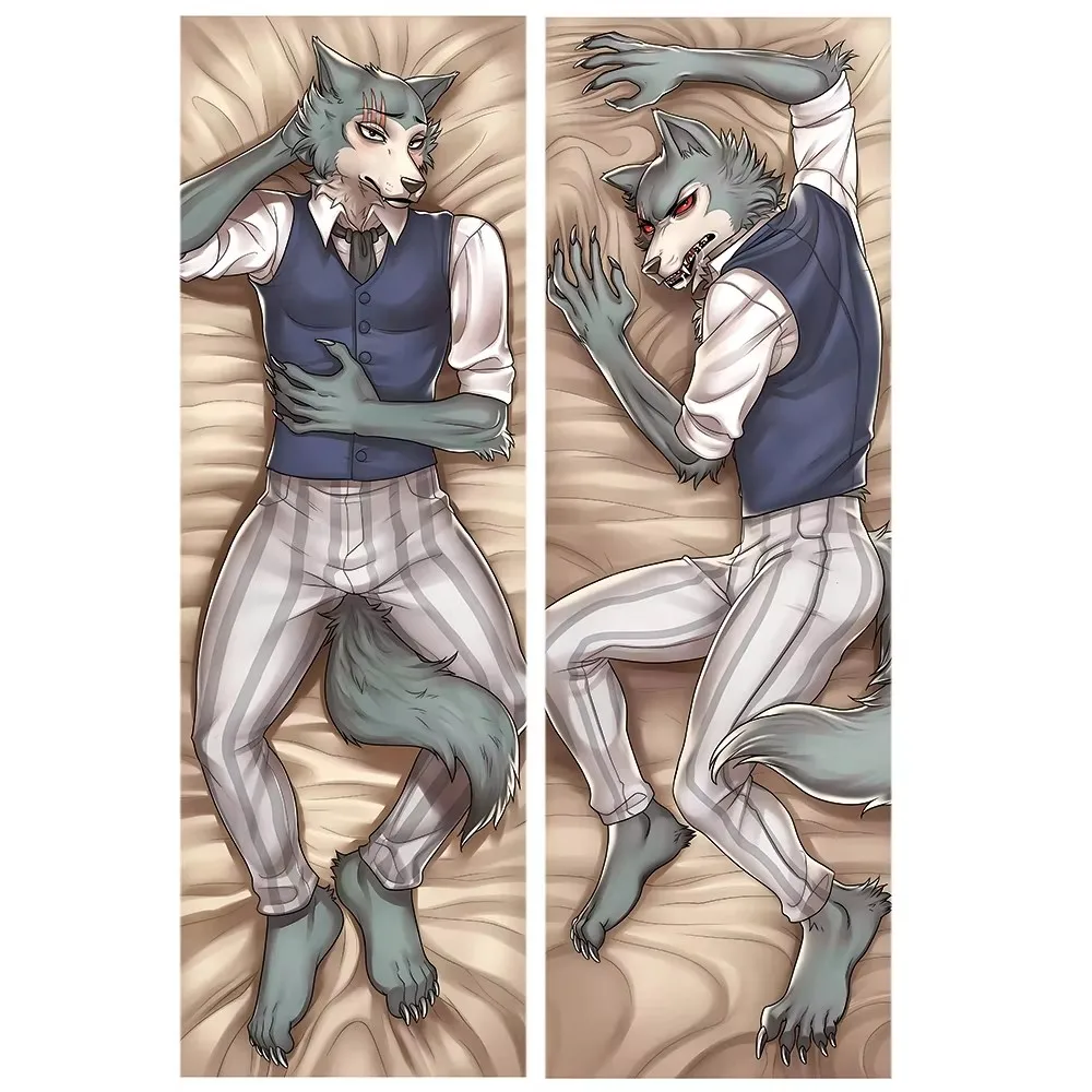 Anime Orc-Wolf Furry Body Pillowcase Bedding Cosplay Props Hugging Double-Sided Printed Cushion Covers Headboard King Pillowcase