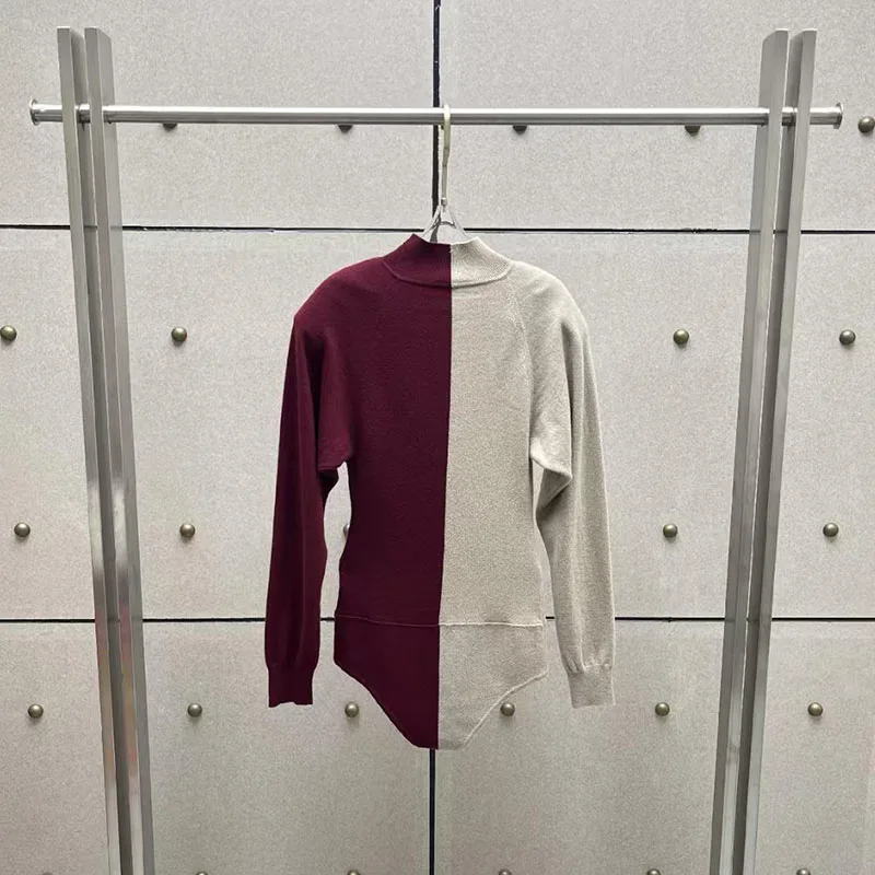 Women's Color-Block Knit Jumpsuit, High-Quality Wool Pullover, Fashionable and Versatile Knit Top, 2026, New Arrival, Y2K, Top