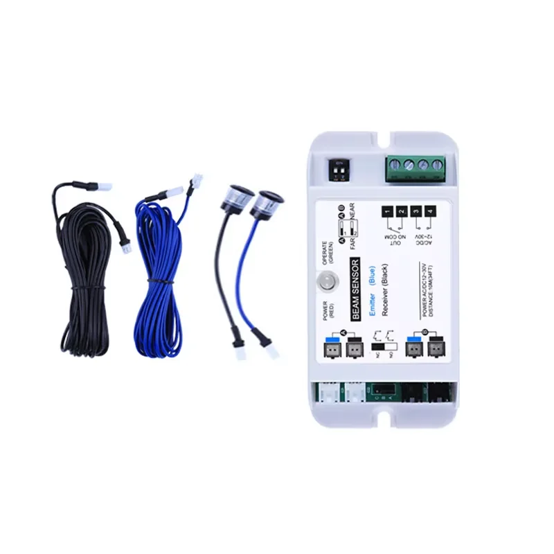 شعاع كاشف مستشعر كهروضوئي مزدوج الشعاع الأبيض مسافة 10 متر/30 قدم للباب التلقائي