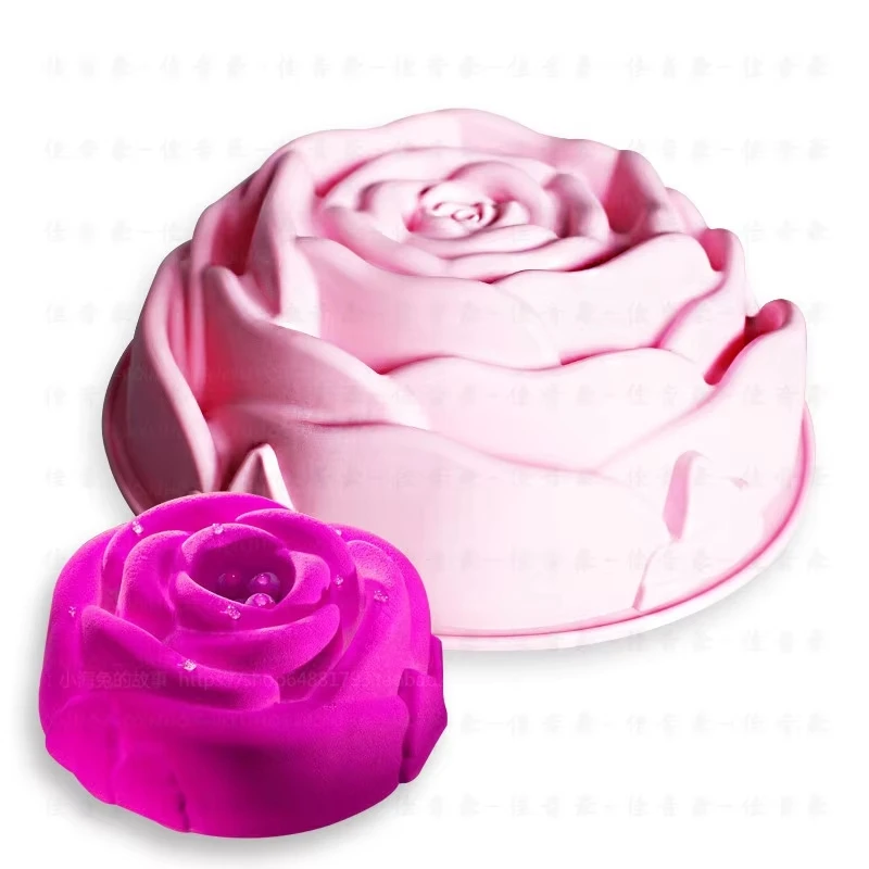 Silicone Rose Cake Mold Creative Non-stick Large Cake Pan Kitchen Baking Tray Cake Tools Baking Molds Random Color