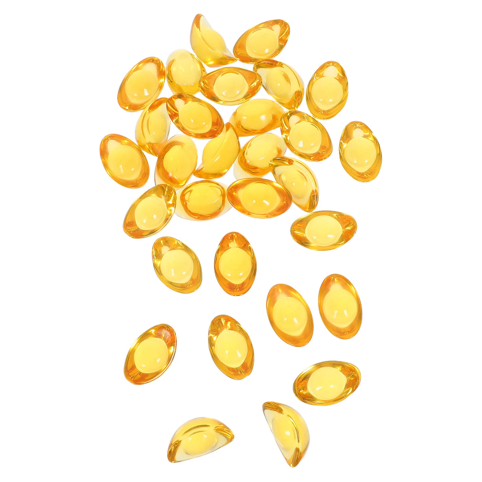30Pcs Crystal Yellow Ingot Ornament Feng Shui Yuan Bao Wealth Prosperity Decor Desktop Paperweight Refracting Home