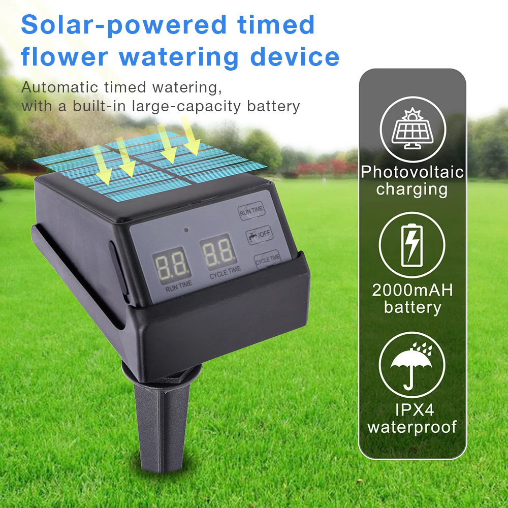 

Solar Automatic Irrigation Timer Kit Drip Irrigation Water Pump Control Watering System For Garden Lawn Pot 2000mAh Rechargeable