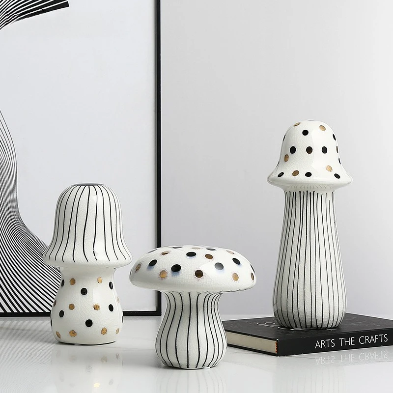 

Скандинавская современная керамическая статуя гриба с ручной росписью, скульптура в горошек для ТВ-шкафа, винной витрины, дизайнерский домашний декор