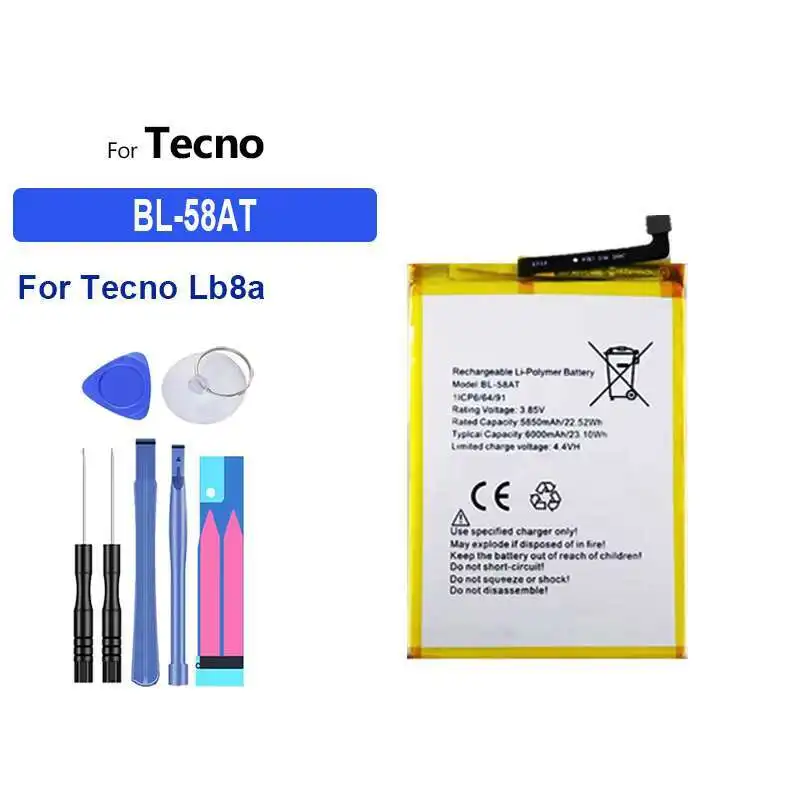 

Mobile Phone Battery BL-58AT Safe 6000Mah For Tecno Lb8a High Capacity