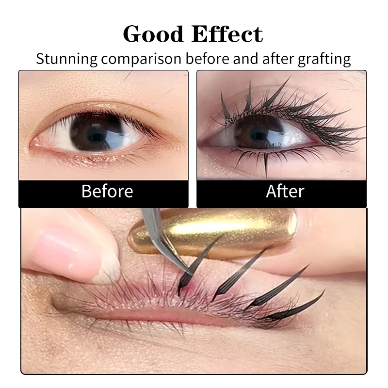 Extensión de pestañas de abanico prefabricadas Fox Spire, Pteris de Cosplay suave natural con forma de pluma alargada tus ojos pestañas de estilo volador