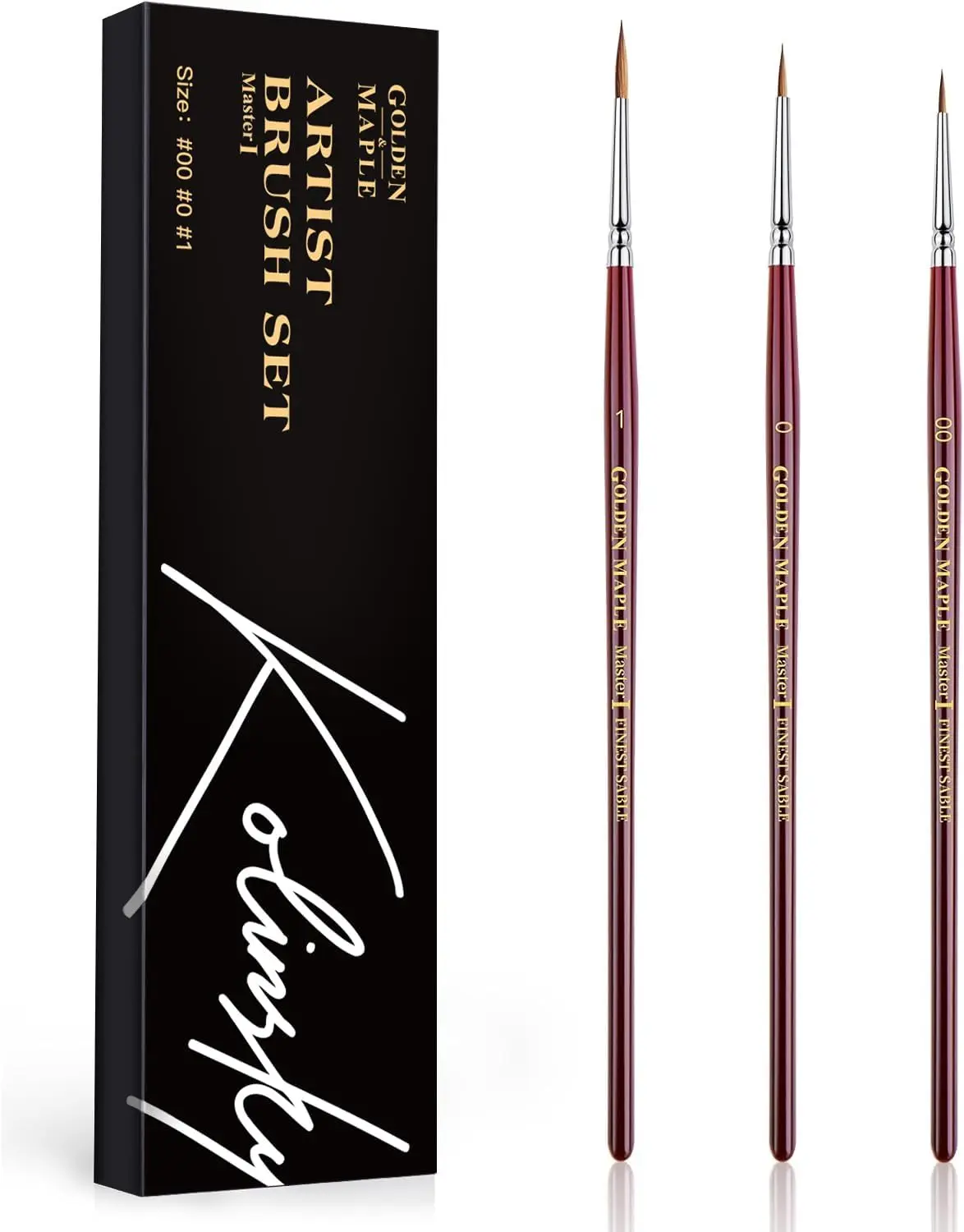 

Kolinsky Sable Miniature Paint Brushes, Professional Fine Detail Round Point for Watercolor, Acrylic, Figures - Size 00, 0, 1