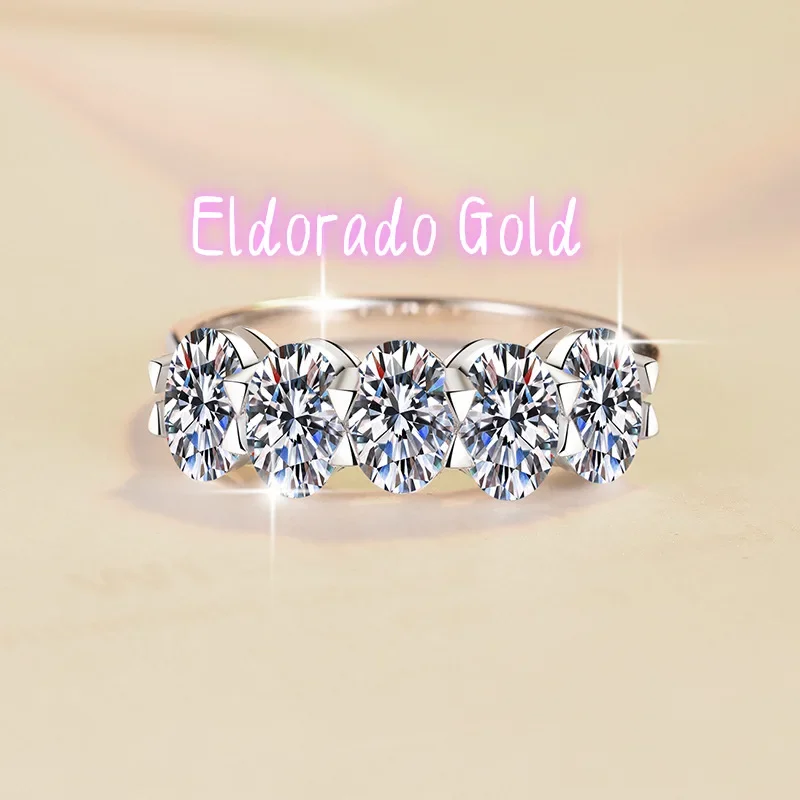 

Кольцо Eldorado Gold PT950 из платины с муассанитом 2,5 карата, овальное, с паве, женское - устойчивое к потускнению, с блестящим паве, идеально для подарка
