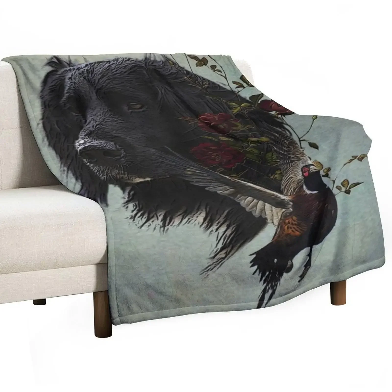 

Large Munsterlander with pheasant Throw Blanket Personalized Gift Softest Decoratives Warm Blankets