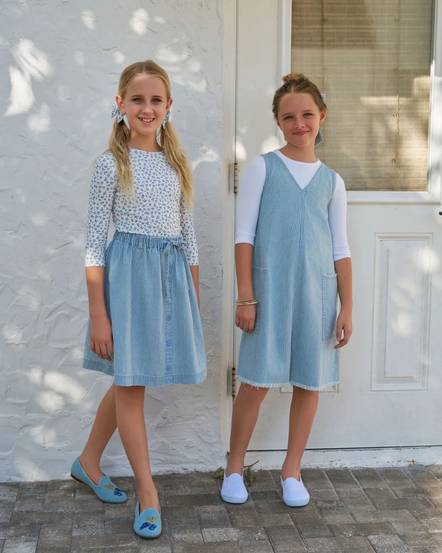 AS SS25 Summer Pinstripe Denim Collection brother and sister matching clothes