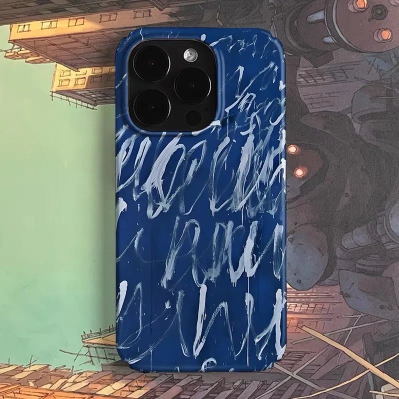 

Blue Contrasting Graffiti Art Phone Case for IPHONE 17 Air 16E 15 PROMAX 14 Plus 13 12 MINI 11 PRO 16Plus XR Acrylic Phone Cover