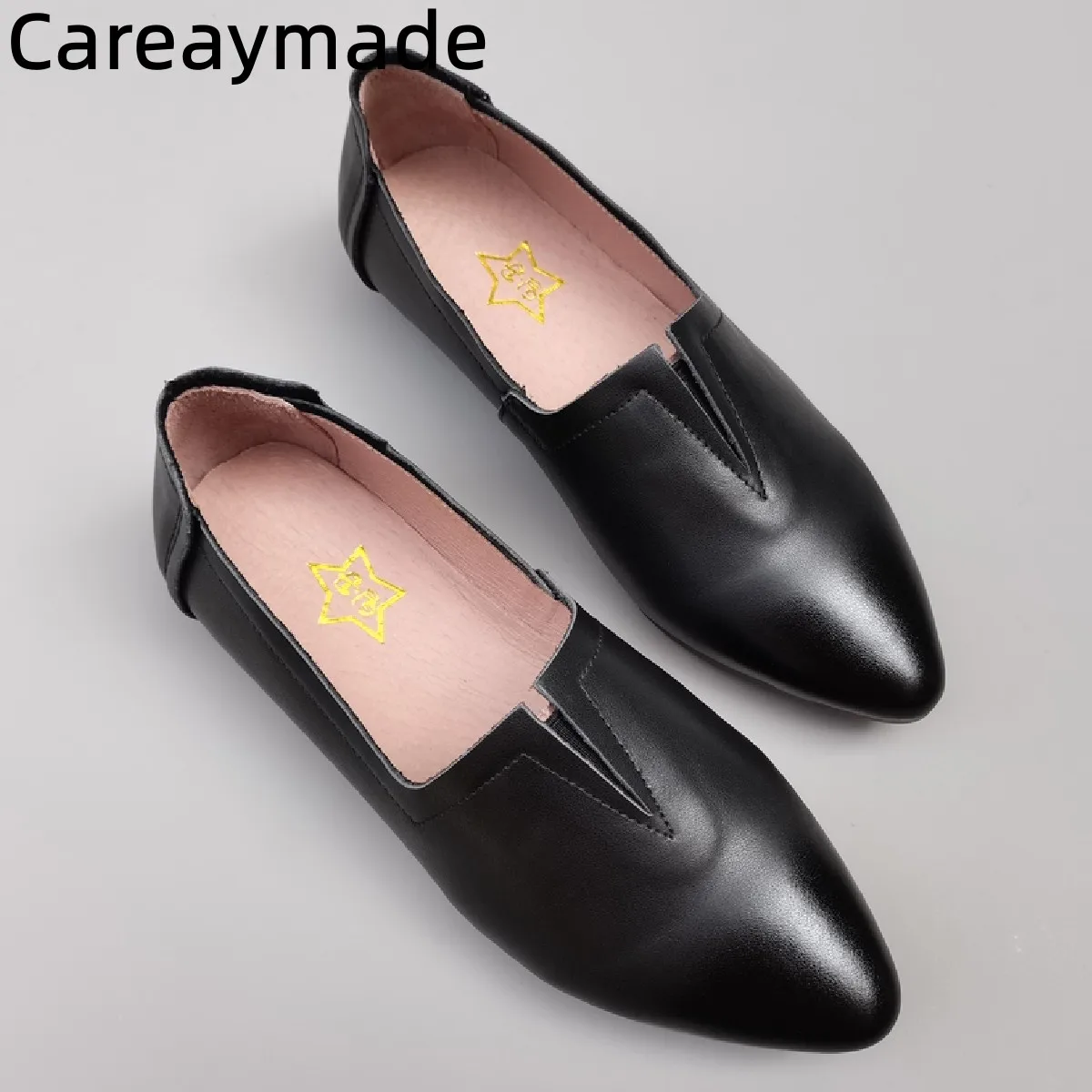 Careaymade-Genuine leather pointed commuting women's shoes with pointed breathable comfortable soft sole original single shoes