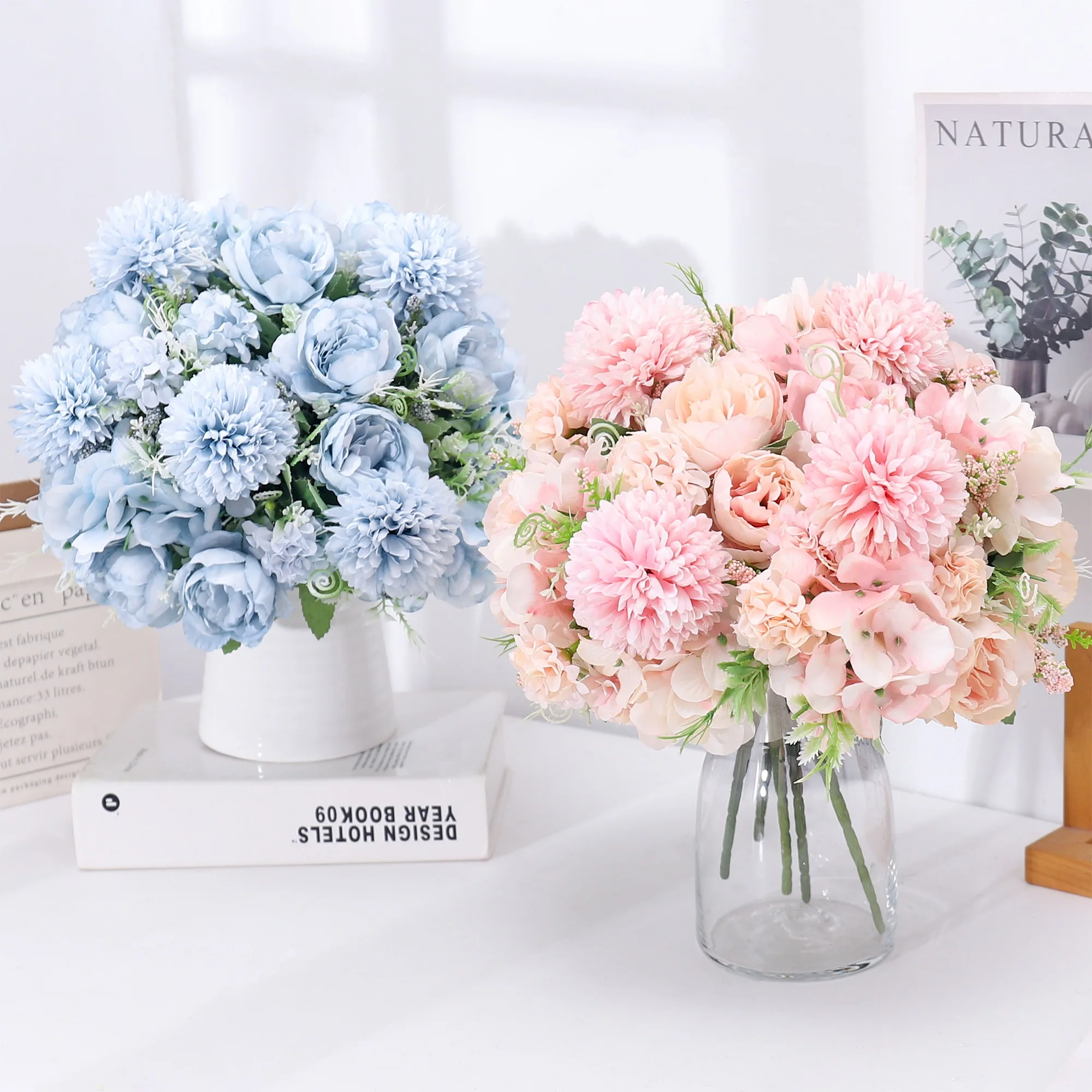 Seide Pfingstrose Künstliche Blumen Hochwertige Hochzeit Zuhause Weihnachtskranz Brautstrauß Tischvase Foto Requisiten DIY Dekoration – Detail 7