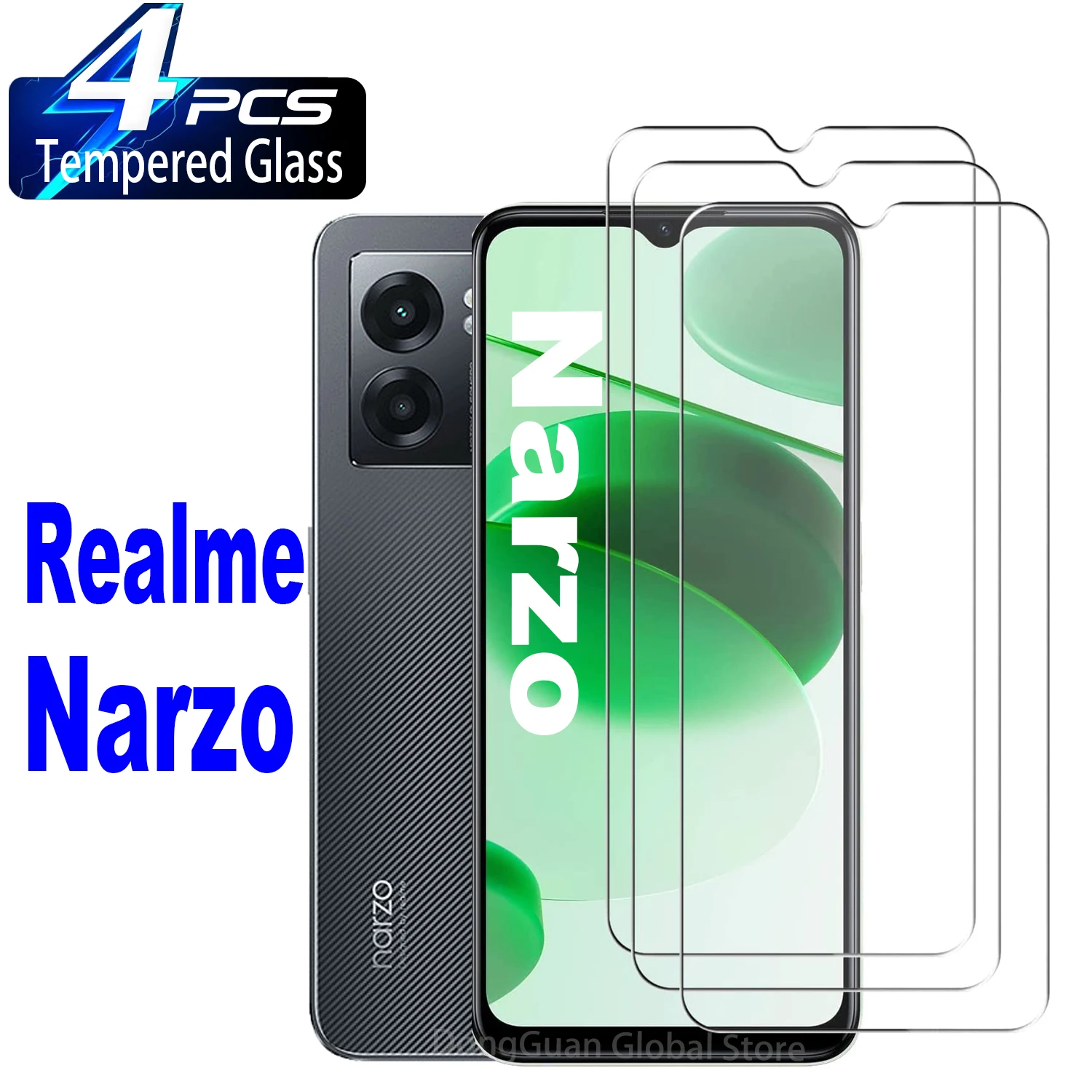 

2/4Pcs Tempered Glass For Realme Narzo 10 10A 20 20A 30 30A 50 50A 50i Prime Pro 5G Screen Protector Glass Film