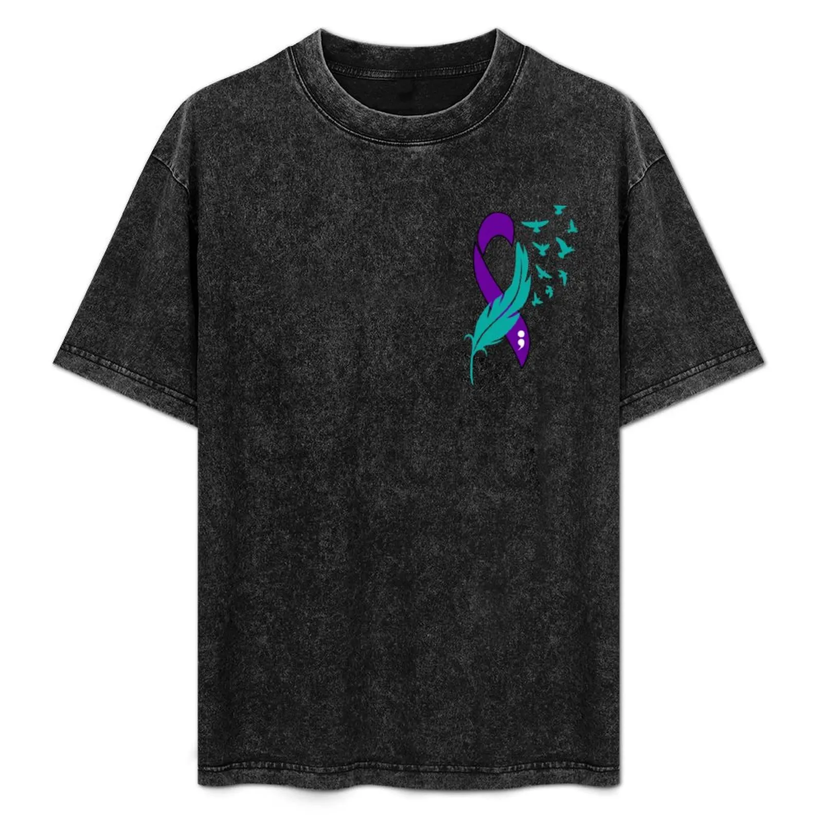 Semicolon Suicide Awareness Ribbon T-Shirt designer shirts summer 2025 Blouse blacks compression shirt men