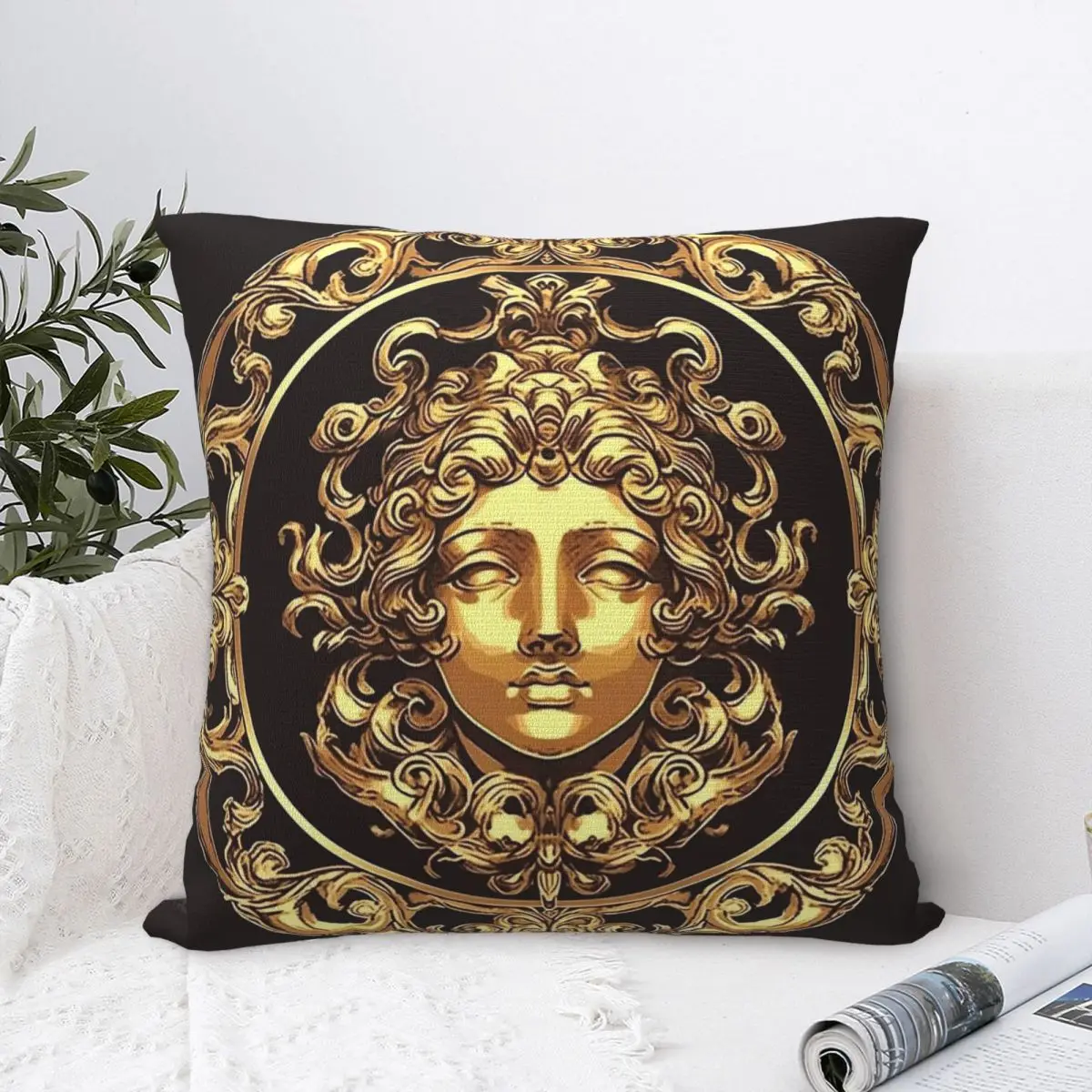 Medusa With Ancient Creative Art Style Square Pillow Case Cushion Cover Fashion Zipper Decorative Pillowcase for Home 40x40cm