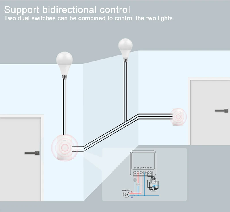 Tuya Mini Smart Switch WiFi 1-2-3-4-Gang-Schalter 16A, kompatibel mit Alexa und Google Assistant Sprachsteuerung – Detail 3