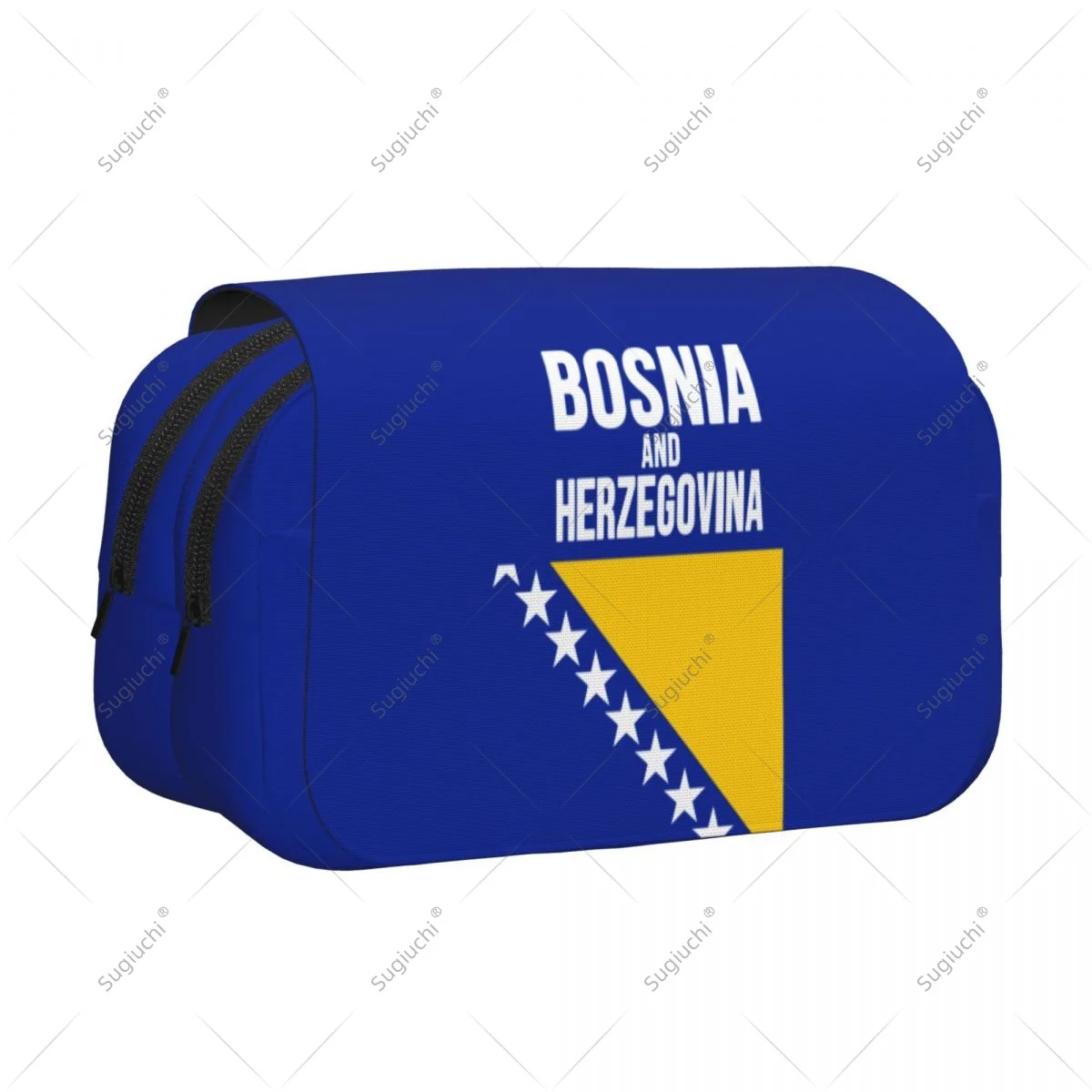 Pencil Case Scissors Bags 3D Bosnia And Herzegovina Flag Double-layer Oxford Cloth Stationery Storage Pen Box Case