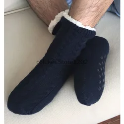 Winter Socks Men's Warm Home Soft Male Cotton Thickened Plus Velvet Sleeping Female Non Grip Floor Slippers Christmas Gift