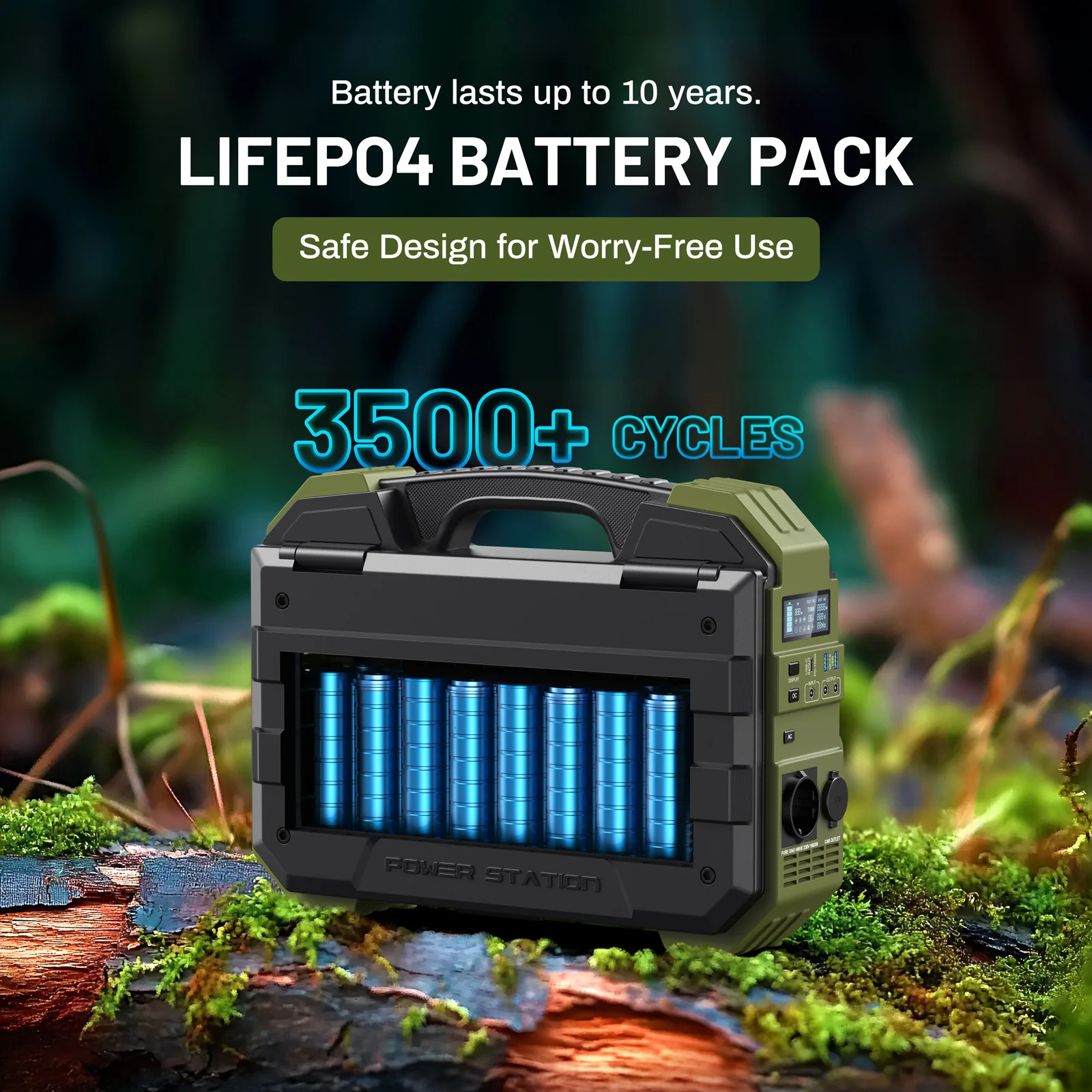 Portable Power Station With Solar Panel 1024Wh 1600W LiFePO4 Battery For Home Backup Outdoors Camping RV Solar Generator view 4