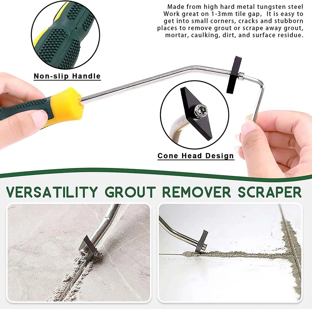 22Pcs Grout Remover Tools Set Hook Knife Kit Ceramic Tile Joint Notcher Collator Cleaning Gap Cleaner for Floor Wall Seam Cement