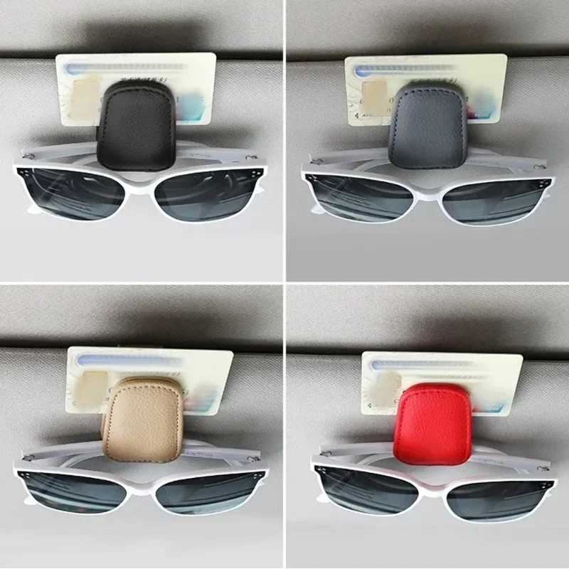 Car Glasses Clip Multifunction Sun Visor Leather Eyeglasses Clip Magnetic Sunglasses Holder Clip Hanger Universal Car Accessorie