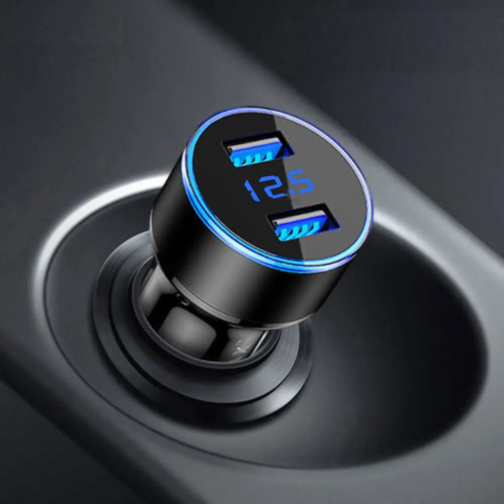 Universal Car Charging With Digital Display LED Car Charger Dual USB 5V 3.1A Port Voltage Phone Charge Adapter Car Accessories