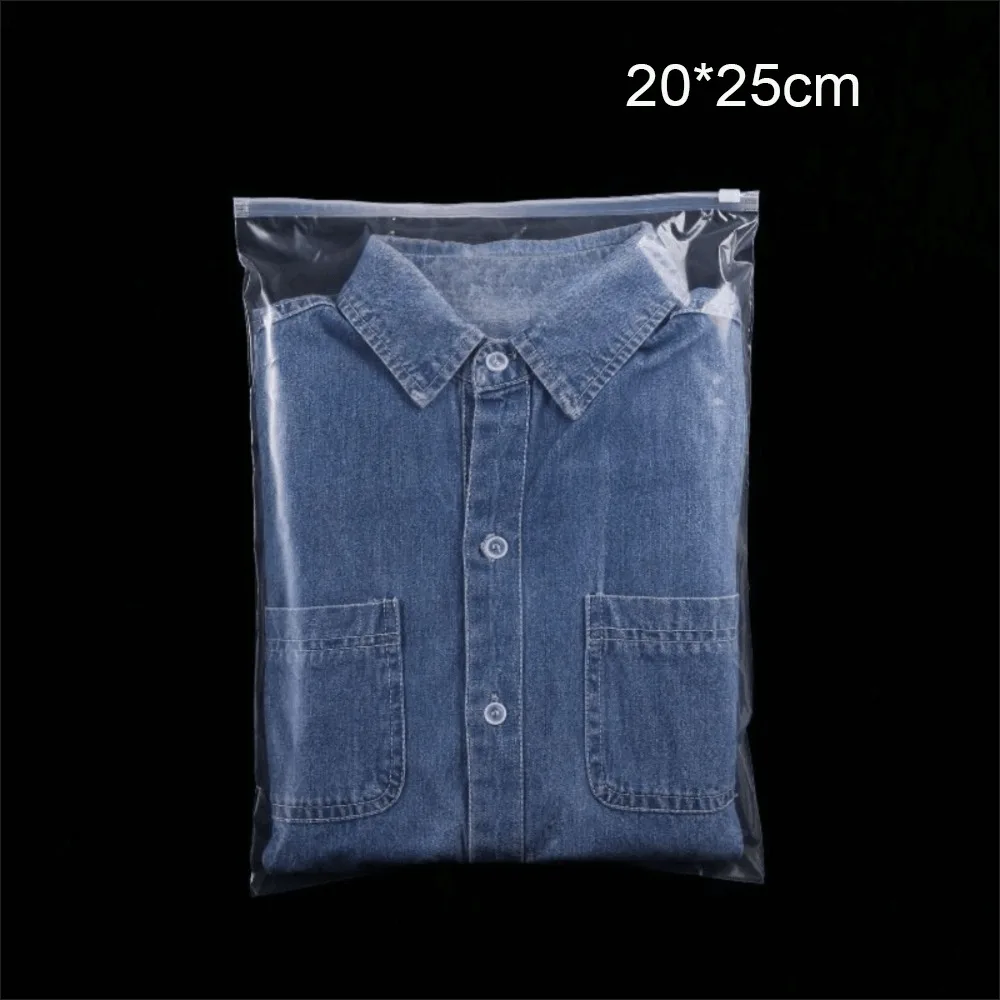 50pcs/set Portable Plastic Ziplock Bag Reusable Transparent Storage Bag Multi-Purpose Packaging Bag Clothing Storage