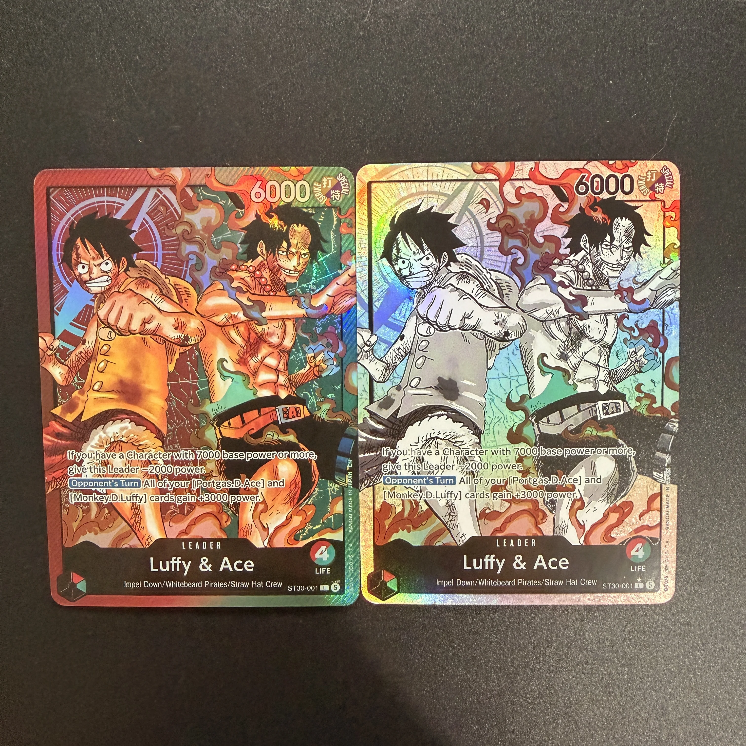 2 style Diy Luffy & Ace ST30-001 L Stard Deck EX (Luffy & Ace) ONE PIECE Card English Collection Flash Card
