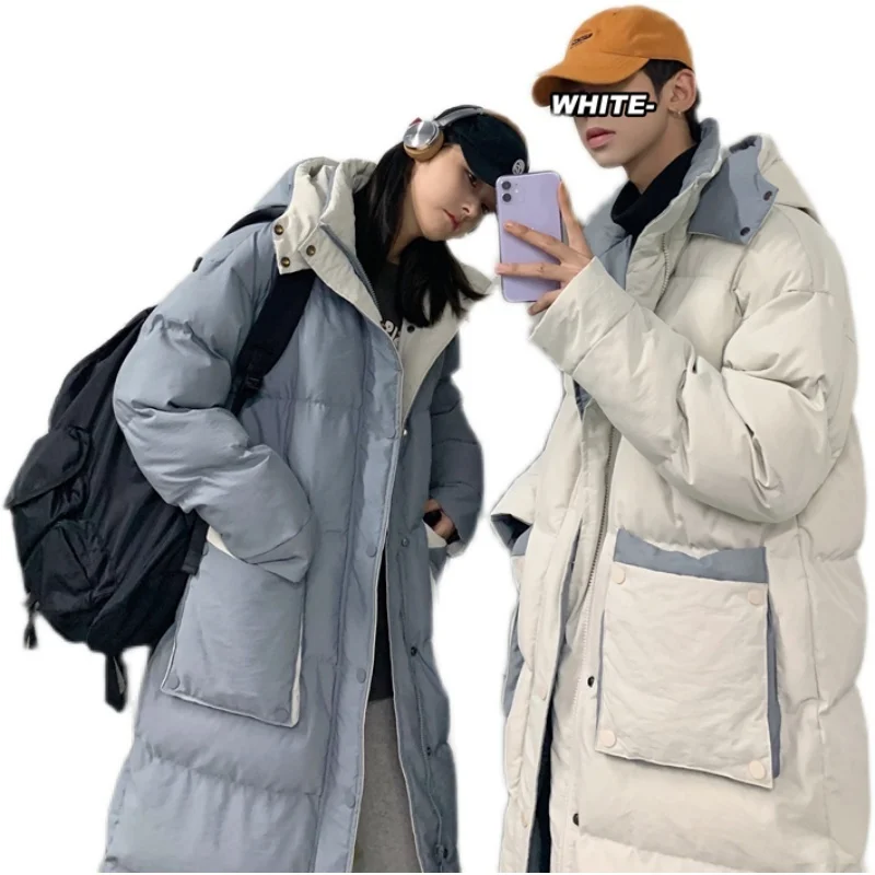 Winter Jacke Männer Warme Mode Lässig Übergroßen Langen Mantel Männer Koreanische Lose Starke Mit Kapuze Mantel Herren Parker Paare Mantel S-2XL