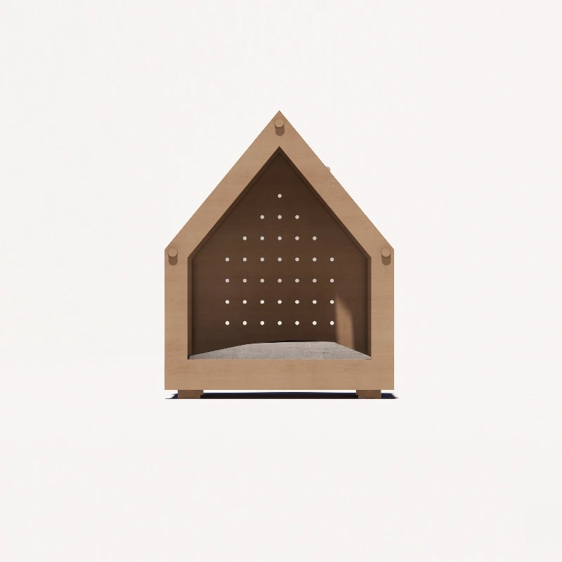 

Natural solid wood removable and washable roof indoor pet nest, more gentle love